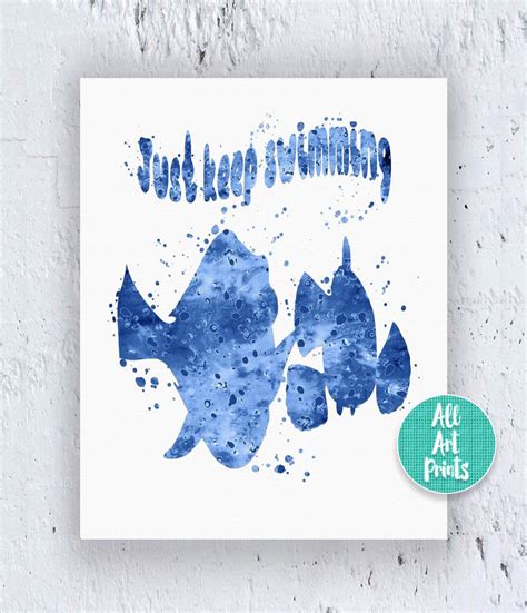 Finding Nemo Quote Just Keep Swimming Finding Nemo Art Watercolor