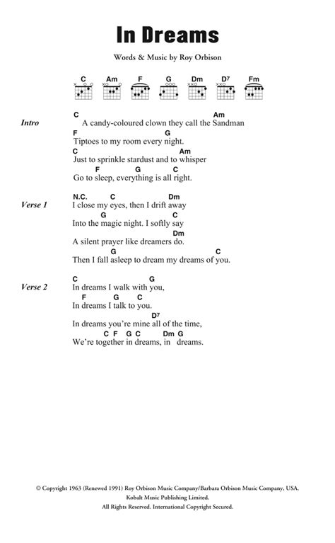 In Dreams by Roy Orbison - Guitar Chords/Lyrics - Guitar Instructor