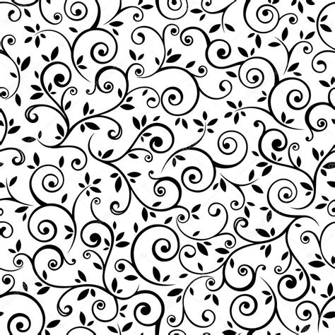 Vintage Seamless Black And White Floral Pattern Vector Illustration