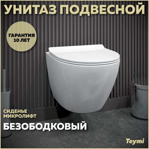 Унитаз подвесной Teymi Lina Pro безободковый, сиденье микролифт T40106 ...