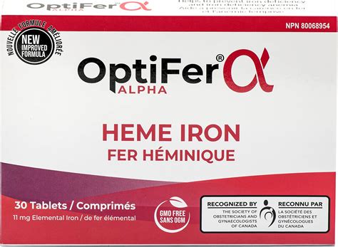 Optifer Alpha 11mg Heme Iron Supplement 30 Tablets Health