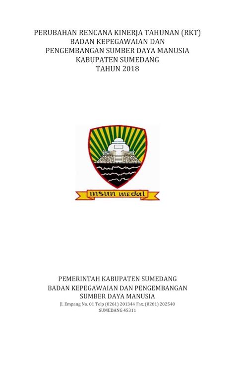 PDF PERUBAHAN RENCANA KINERJA TAHUNAN RKT BADAN Bkd Sumedangkab Go