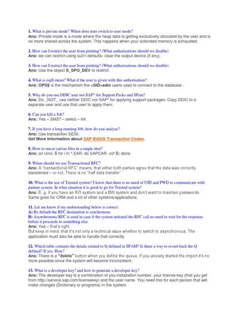 Top 27 SAP BASIS Interview Questions and Answers For IBM | PDF ...