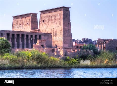 Tempel Von Philae Insel Agilkia Nil Assuan Gypten Afrika