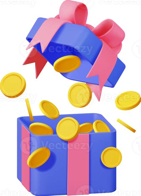 3D Open Gift Box Full Of Gold Coins 35714903 PNG