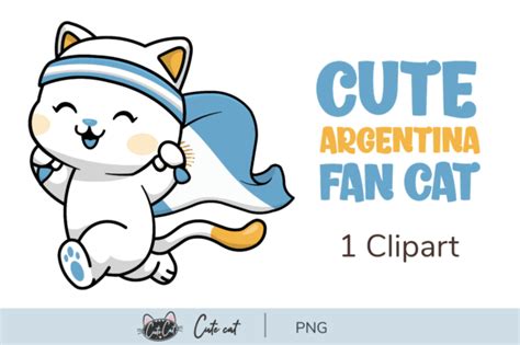 Cute Argentina Soccer Fan Cat Graphic By Cutecat · Creative Fabrica