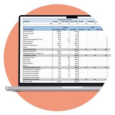 Tableau Excel Pour Le Budget De Votre Mariage Unio Pr Paration