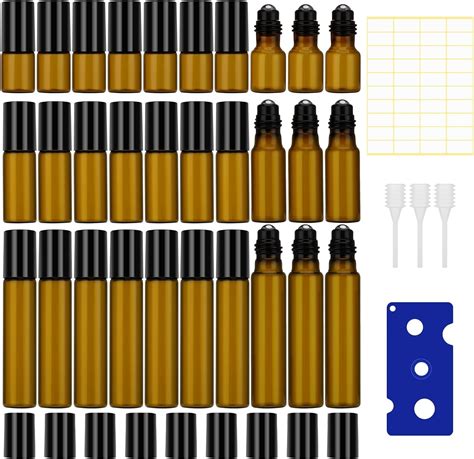 Opopark 35 Packs Roll on Glasflaschen für Ätherisches Öl 30 Stück 3ml