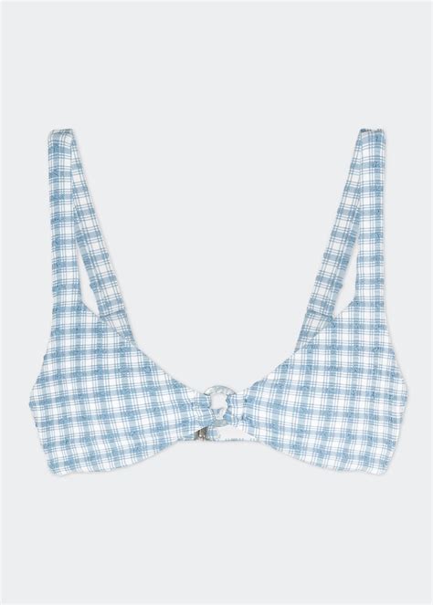 Simkhai Astrid O Ring Plaid Seersucker Bikini Top Bergdorf Goodman