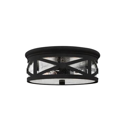 Sea Gull Lighting Lakeview 2 Light Black Outdoor Ceiling Fixture 7821402 12 The Home Depot