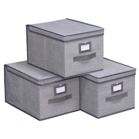 Buy Homyfort Set Of 3 Foldable Storage Boxes With Lids Fabric Storage