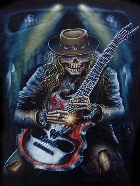 Skeleton Playing The Guitar Diamond Painting Kit Skull Art Heavy Metal Art Skull Artwork