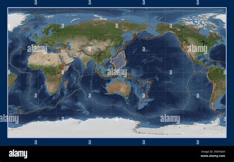 Placa Tectónica Del Mar De Filipinas En El Mapa Satelital Blue Marble En La Proyección Compact