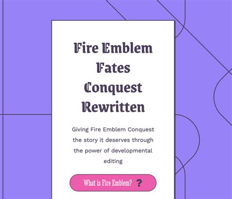 Fire Emblem Fates Conquest Rewritten Developmental Editing Project