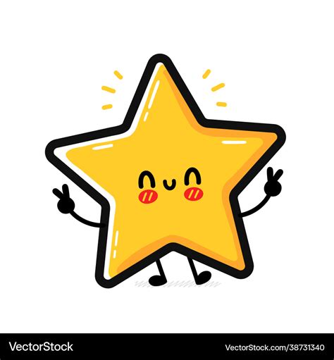 Cute funny happy star sign character hand Vector Image