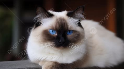 Siamese Cat With Blue Eyes And White Fur Background Blueeyed Cat