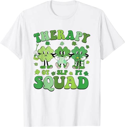 Retro Therapy Squad St Patricks Day Slp Ot Pt Team Shamrocks T Shirt