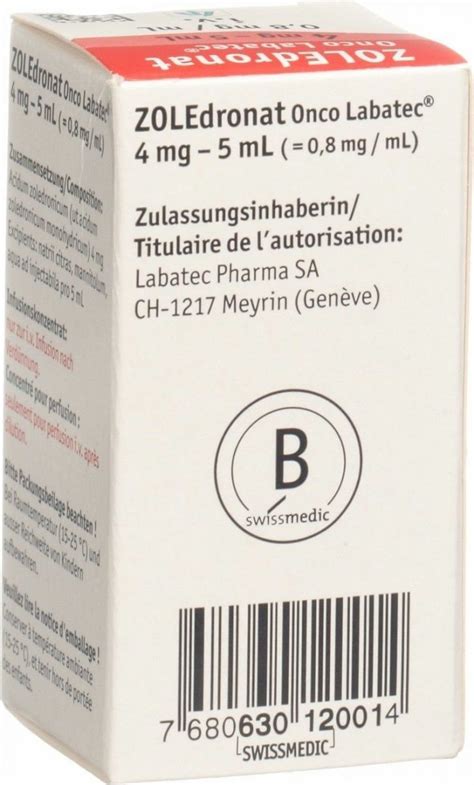 Zoledronat Onco Labatec Infusionskonzentrat 4mg5ml 5ml In Der