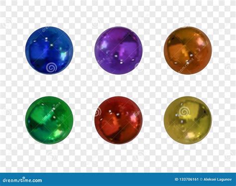 Vector Set of Metallic Realistic Spheres, 3D Shiny Objects Collection ...