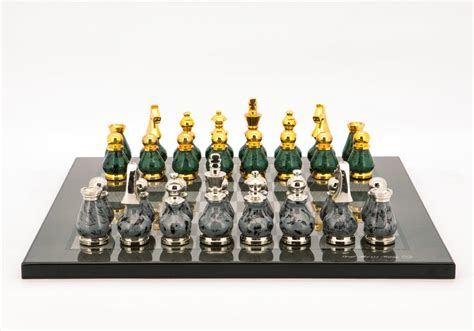 Dal Rossi Italy Chess Set Carbon Fibre Finish Flat Board Cm With