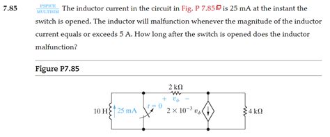 Solved Multisim Pspice The Inductor Current In The Circuit Chegg