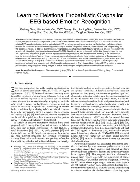 PDF Learning Relational Probabilistic Graphs For EEG Based Emotion