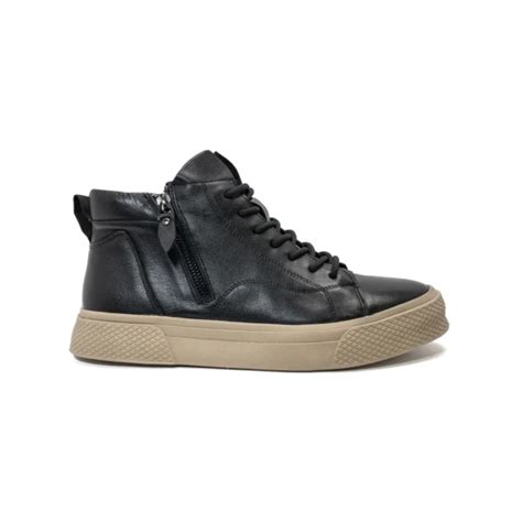 Outstanding Black High Top Sneakers / Brown Sole - Snover