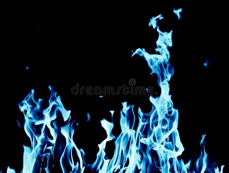 Abstract Background Of Blue Flame Fire On Black Background Stock Photo