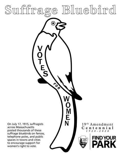 Suffrage Bluebird Coloring Page Women Right To Vote Blue Bird Suffrage