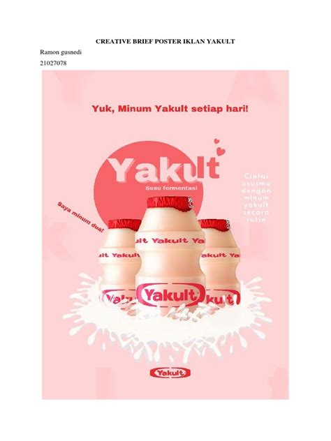 Creative Brief Poster Iklan Yakult Ramon Gusnedi 21027078 | PDF