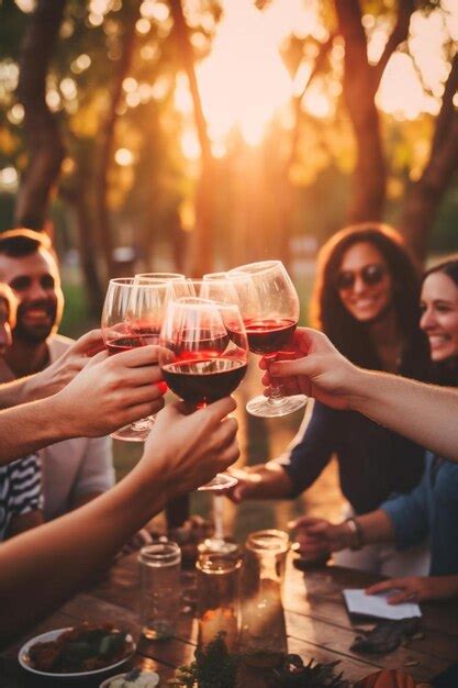 Premium Photo A Group Of People Toasting With Wine Glasses At A Table