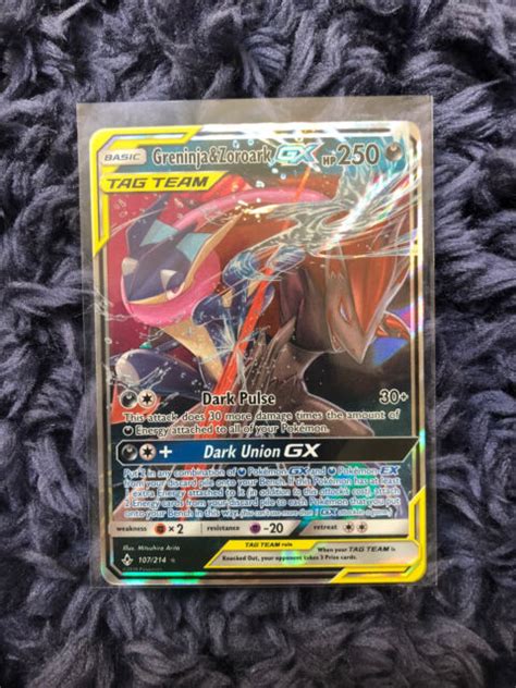 Pokemon GRENINJA ZOROARK GX 107 214 CARD Unbroken Bonds Holo Ultra