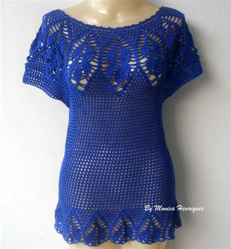 Ateli Monica Henriques Blusa Em Croch Azul Royal