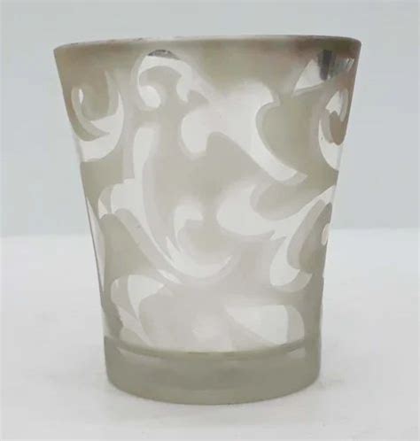 Off White And Golden Printed 325inch Cylindrical Glass Tea Light Holder For Decoration 150gm