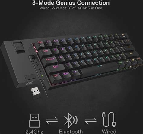 Draadloos 60 Mechanisch Toetsenbord Met Hot Swappable RGB En Lineaire Rode Schakelaars Bol