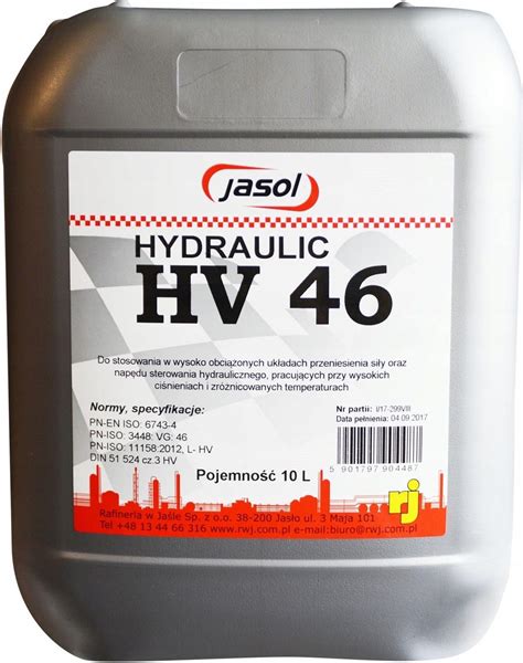 Jasol Olej Hydrauliczny Hv 46 10L Opinie I Ceny Na Ceneo Pl