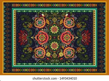 Colorful Ornamental Vector Design Rug Carpet Stock Vector Royalty Free