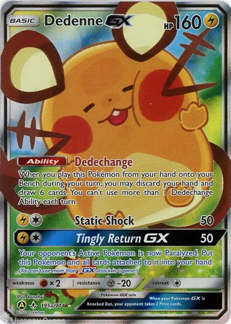 Dedenne GX 195a 214 Rare Ultra Mint Pokemon Card TK Unicorn