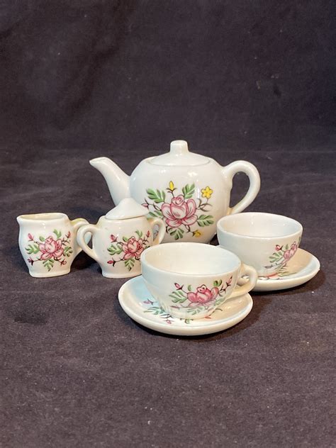 Vintage Miniature Tea Set 9 Piece Tea Set Dollhouse Tea Set Etsy