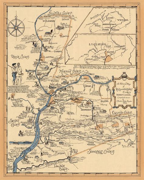 Historical Map of Northumberland County Pennsylvania. By | Etsy