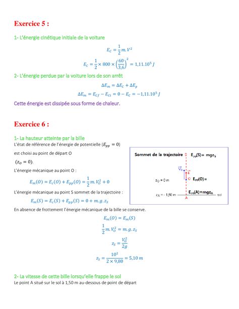 Travail et énergie potentielle de pesanteur Énergie mécanique