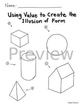 Shading 3D Shapes Worksheet by Magpie Studios | TPT