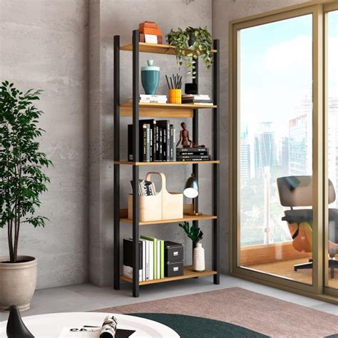 Estante Para Livros Nobre Prateleiras Estilo Industrial Freij Black