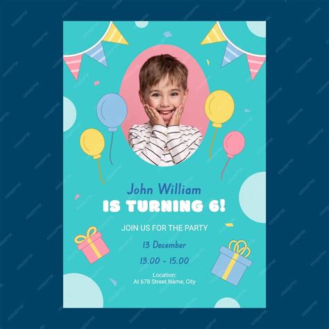 Free Vector | Kids birthday party invitation template