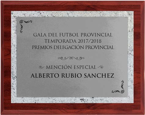 Placa Conmemorativa Madera Dorada Y Borde Granito