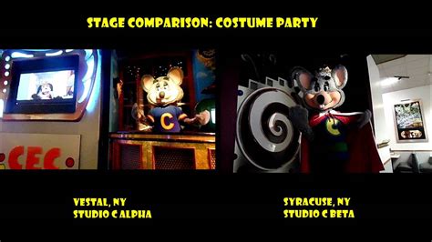 Chuck E Cheeses Stage Comparison Costume Party Studio C Alpha Vs