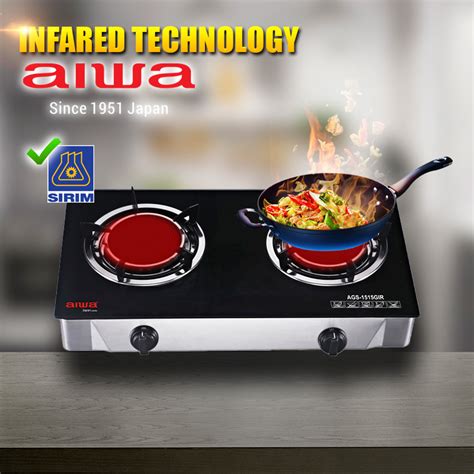 Aiwa Infrared Double Burner Table Top Glass Hob Gas Cooker Ags Gir