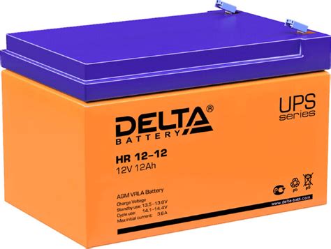 Аккумулятор 12В 12Ач для электромобиля HR 1212 Delta купить в СПб