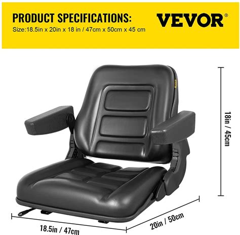 Vevor Universal Forklift Seat Black Pvc Tractor Seat Mm