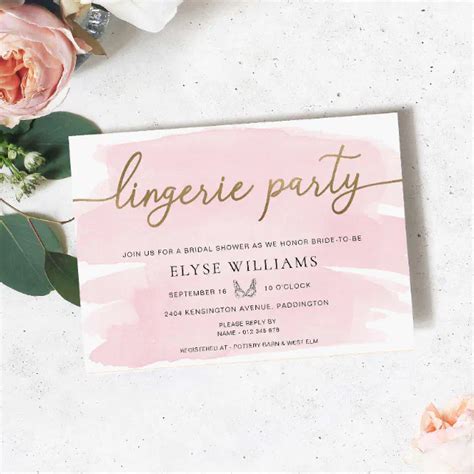 Pink Watercolor Gold Lingerie Party Bridal Shower Invitation Zazzle